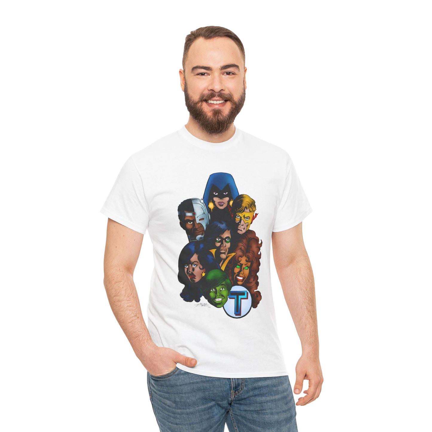New Teen Titans T-Shirt - George Perez Art - Robin, Wonder Girl, Cyborg, Raven, Starfire, Kid Flash - DC Comics