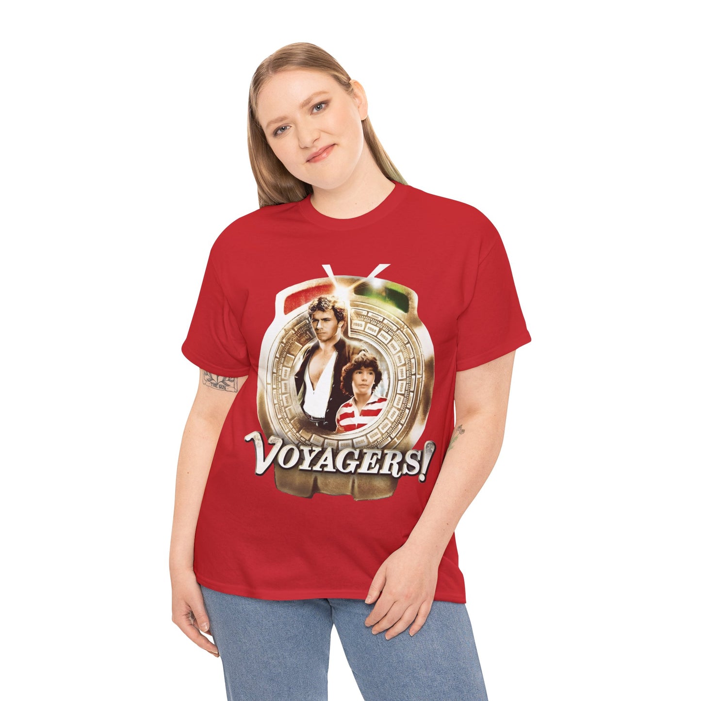 Voyagers T-Shirt - Jon-Erik Hexum, Meeno Peluce - Omni - Popular 1980s Time Travel TV Show - Cult Classic