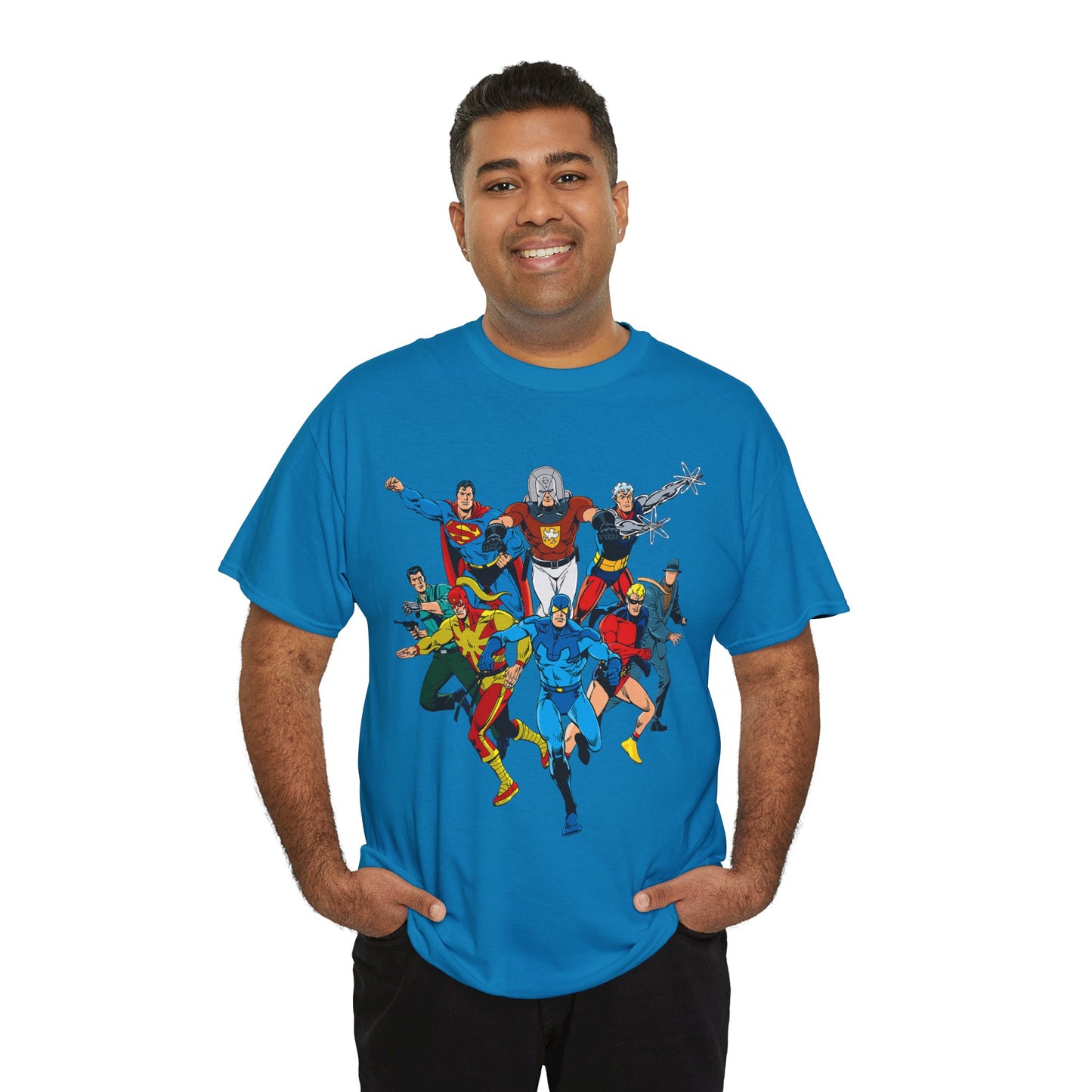 Charlton Characters T-Shirt - DC Comics - Captain Atom, Peacemaker, The Question, Blue Beetle, Judomaster