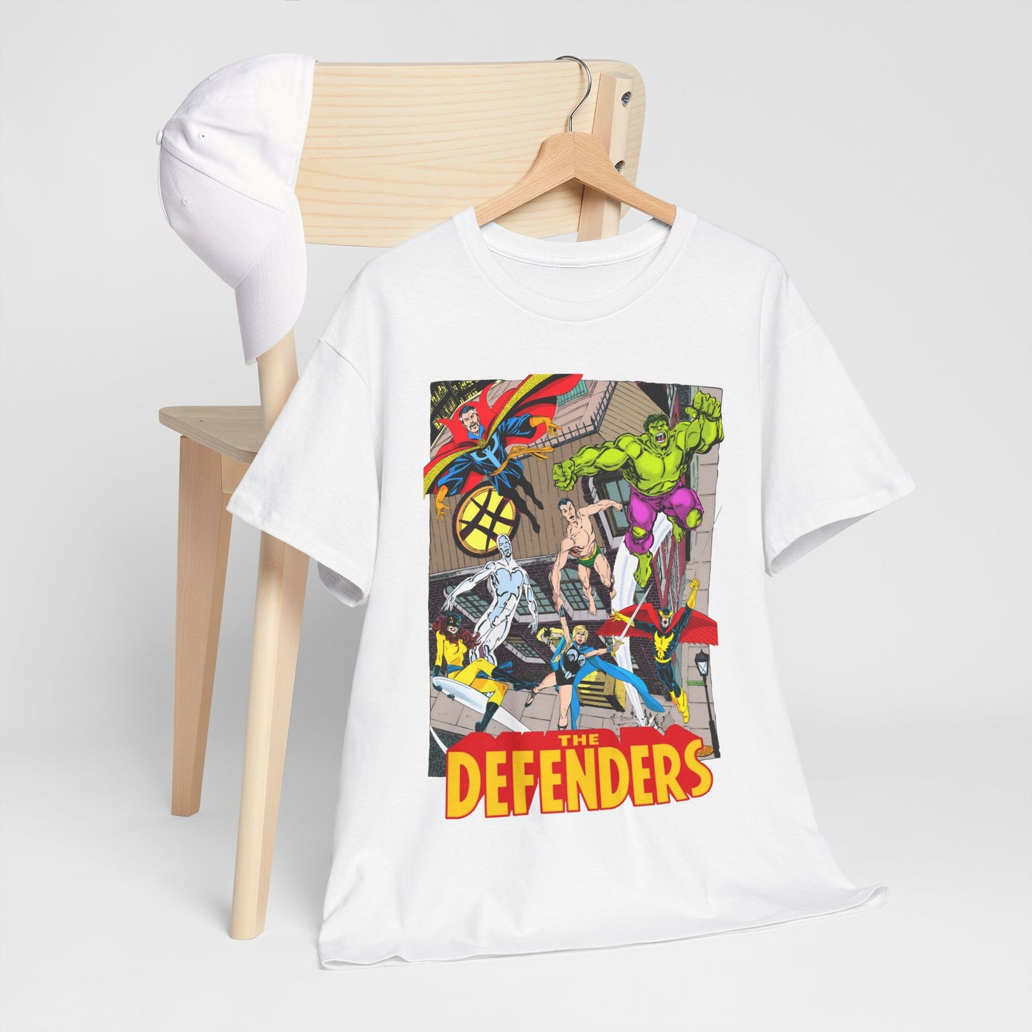 Defenders T-Shirt - John Byrne Art - Marvel Comics - Dr Strange, Nighthawk, Hulk