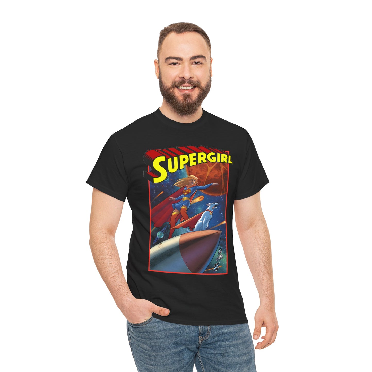 Supergirl & Krypto T-Shirt - Amanda Conner Art - Kara from Krypton - Superman's Pet Superdog - DC Comics
