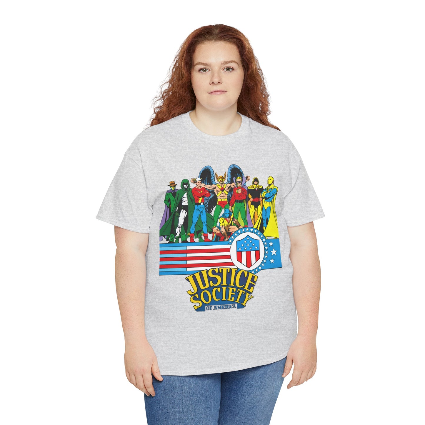 Justice Society of America T-Shirt - Amazing George Perez Art - History of the DC Universe - DC Comics - Dr Fate, Sandman, Flash, Hourman, Spectre, Hawkman