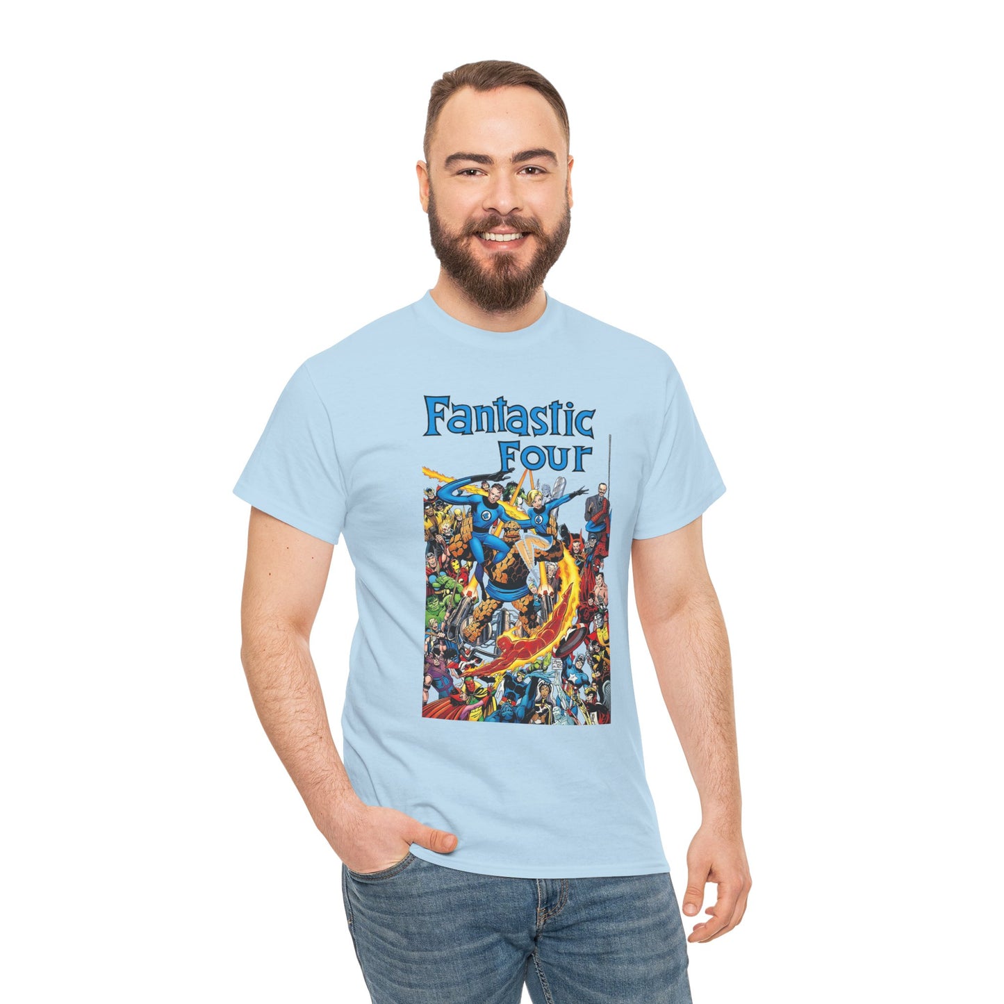 Fantastic Four T-Shirt - Classic John Byrne Art - Popular Marvel Comics Characters - Human Torch, The Thing, Invisible Woman, Reed Richards - 2025 MCU Movie
