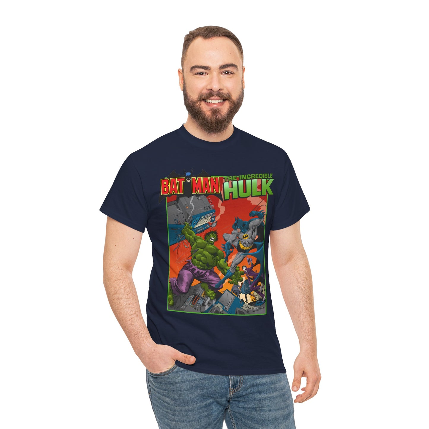 Batman Vs Incredible Hulk T-Shirt - DC Comics & Marvel - Joker - 1970s Team-Up