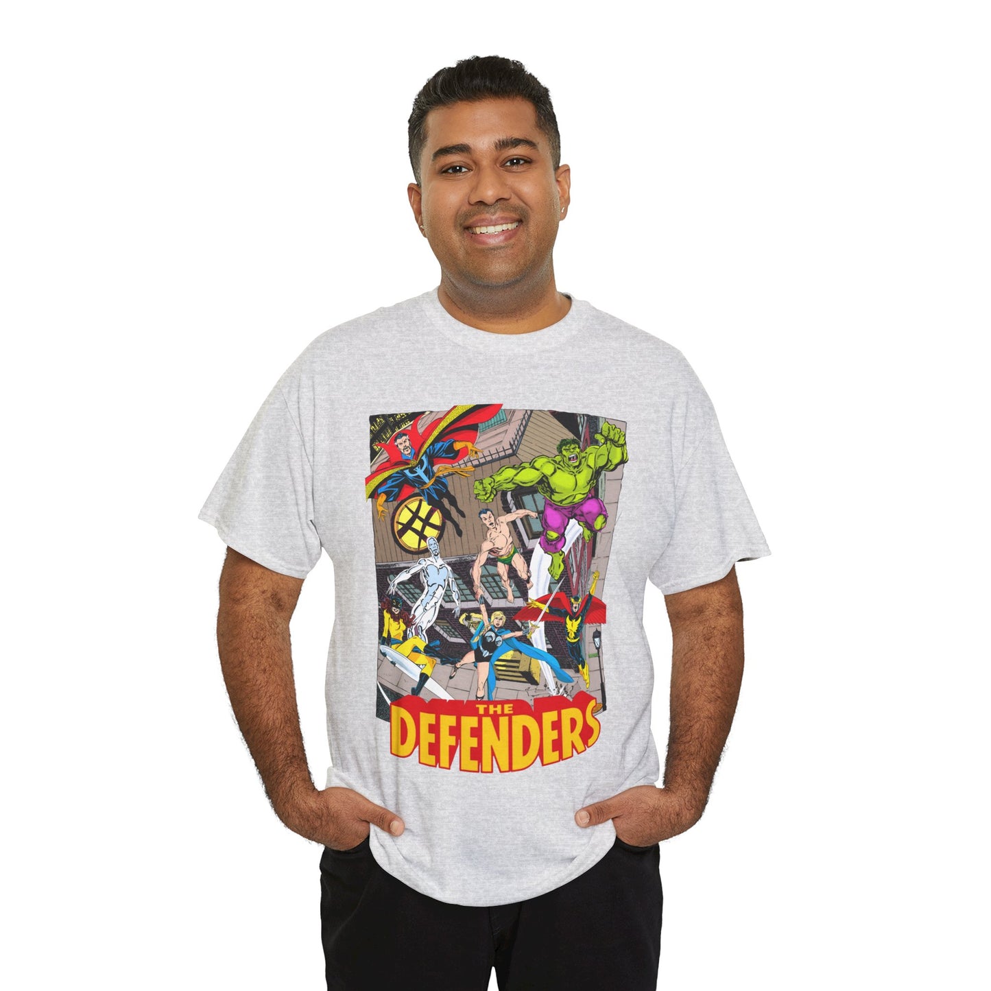 Defenders T-Shirt - John Byrne Art - Marvel Comics - Dr Strange, Nighthawk, Hulk