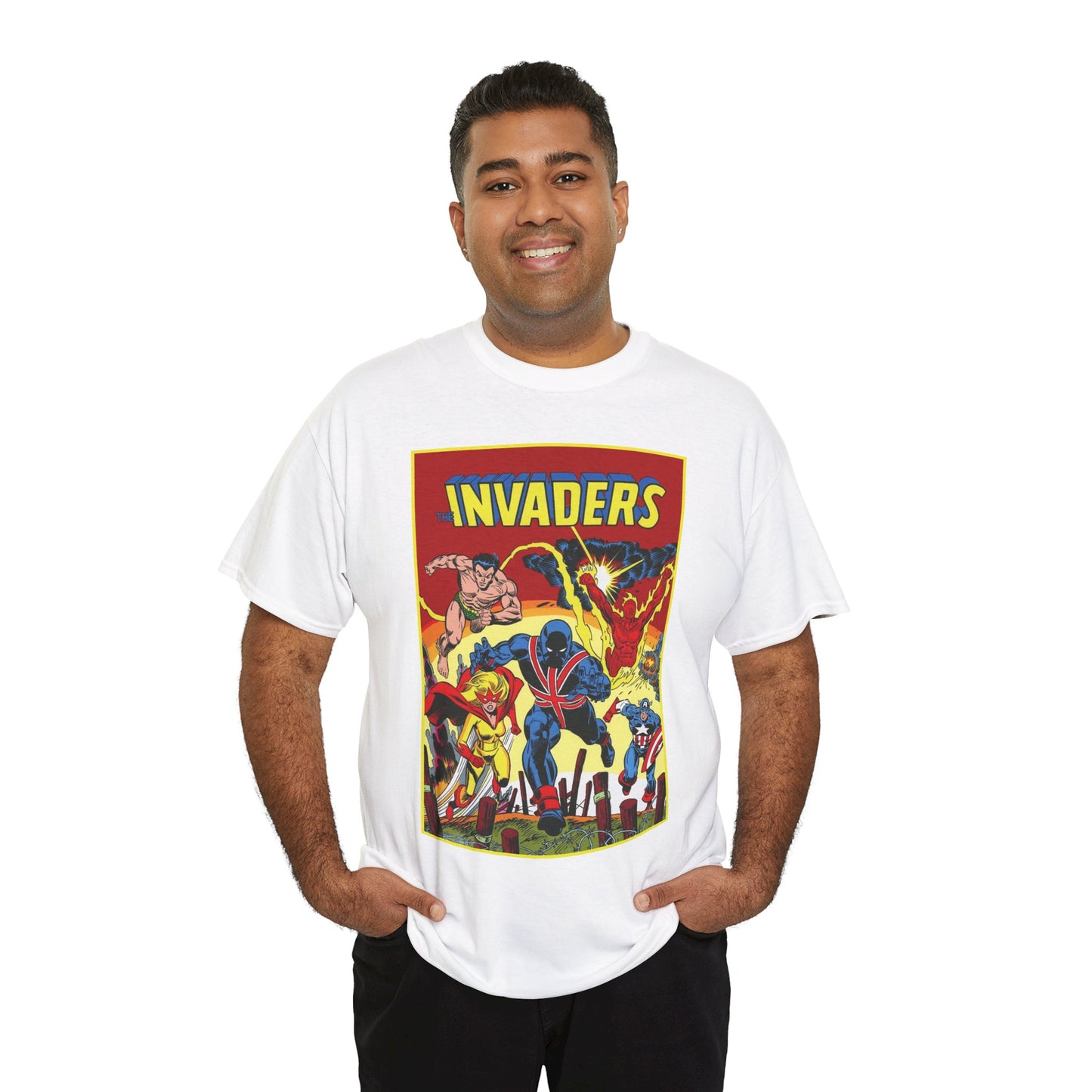 Invaders T-Shirt - Captain America, Human Torch, Namor, Spitfire - World War II Soldiers - Golden Age Heroes - Marvel Comics