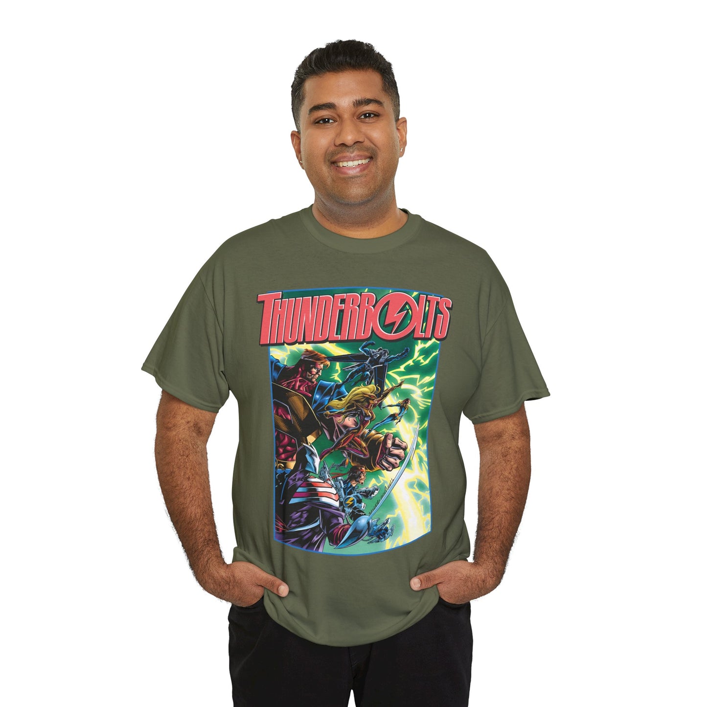 Thunderbolts T-Shirt - Amazing Mark Bagley Art - Citizen V, MACH-1, Atlas, Songbird, Fixer, Techno - Marvel Comics Characters - Avengers Connection