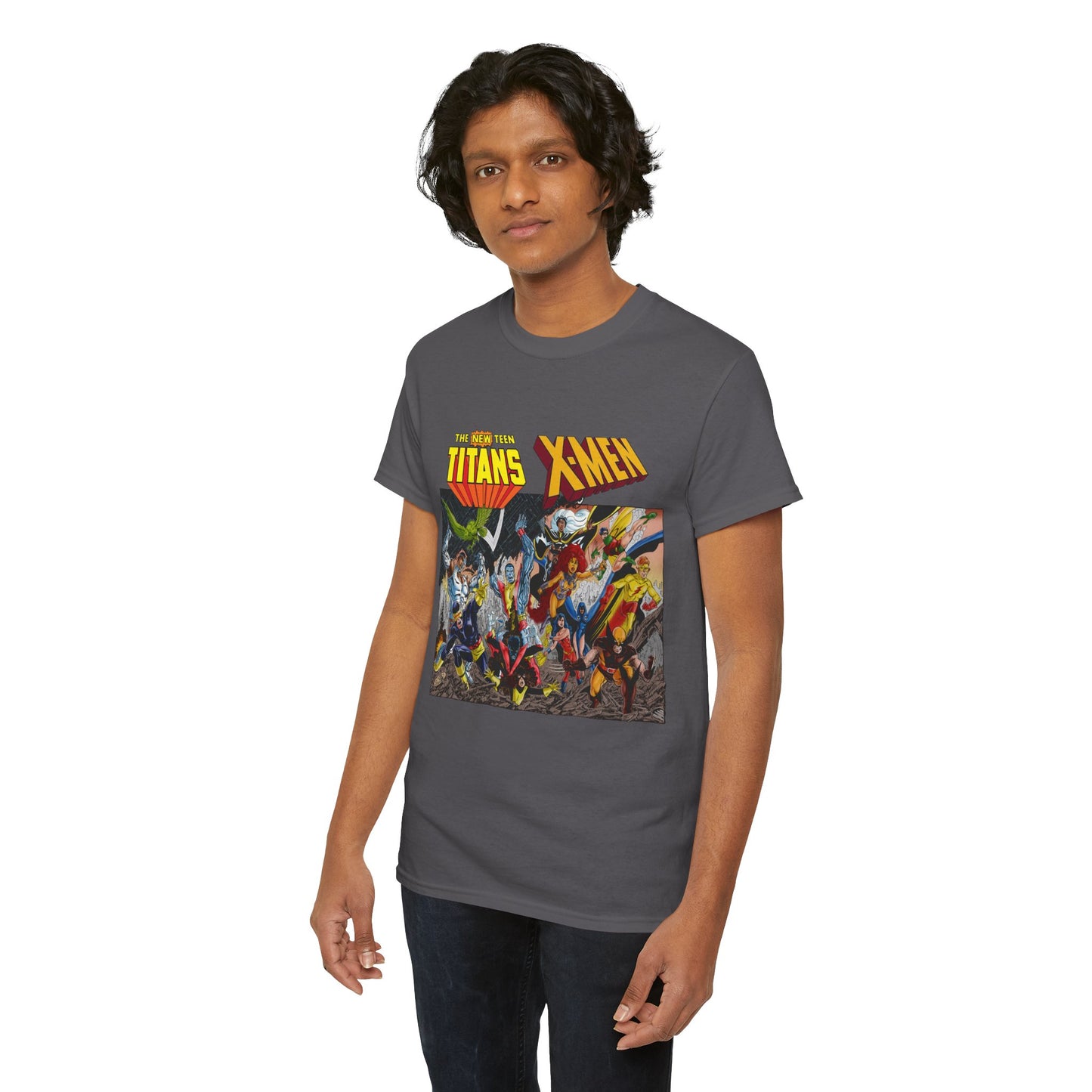 Uncanny X-Men Vs New Teen Titans T-Shirt - Amazing John Byrne Art - DC Comics, Marvel Comics Crossover - Wolverine, Starfire, Cyclops, Storm, Raven, Wonder Girl