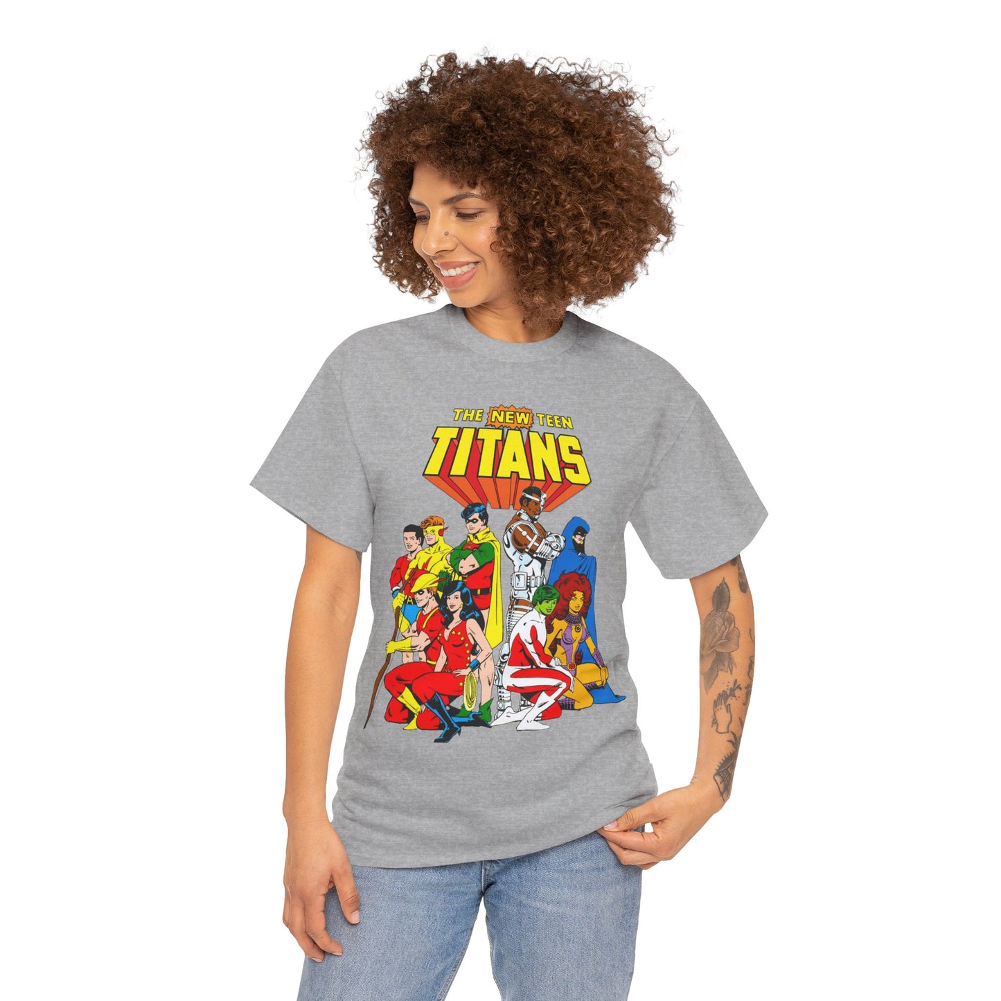 New Teen Titans T-Shirt - George Perez Art - Robin, Wonder Girl, Starfire, Raven, Cyborg, Speedy, Aqualad - DC Comics