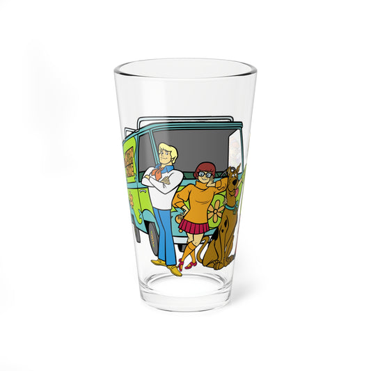 Scooby Doo Pint Glass, 16oz - Shaggy, Fred, Daphne, Velma - Mystery Machine - Hanna-Barbera Cartoon Classic