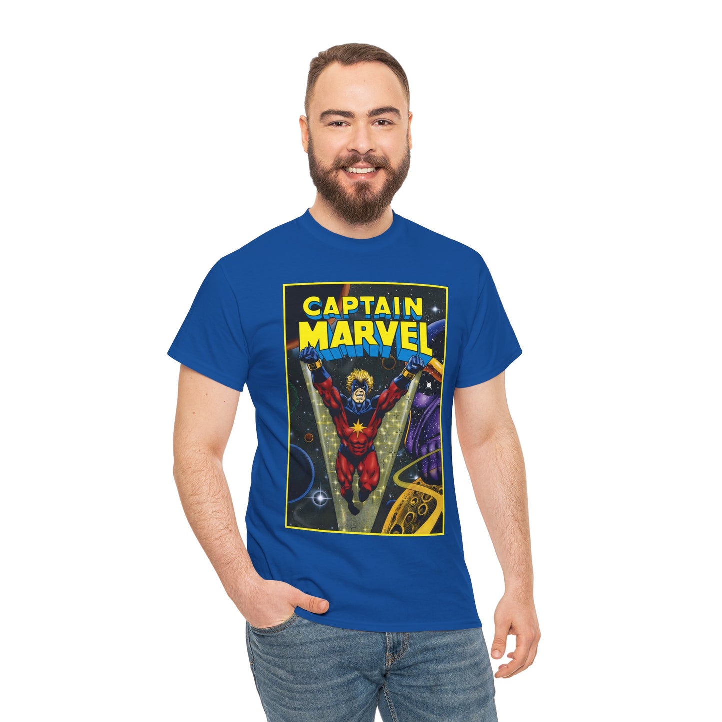 Captain Marvel T-Shirt - Mar-Vell - Thanos - Jim Starlin Art - 1970s Cosmic Superhero - Marvel Comics