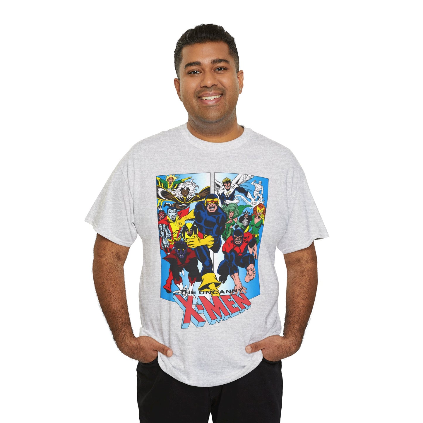 Uncanny X-Men T-Shirt - Classic Dave Cockrum Art - Popular Marvel Comics Series - Wolverine, Storm, Cyclops, Nightcrawler, Jean Grey, Iceman, Banshee, Beast