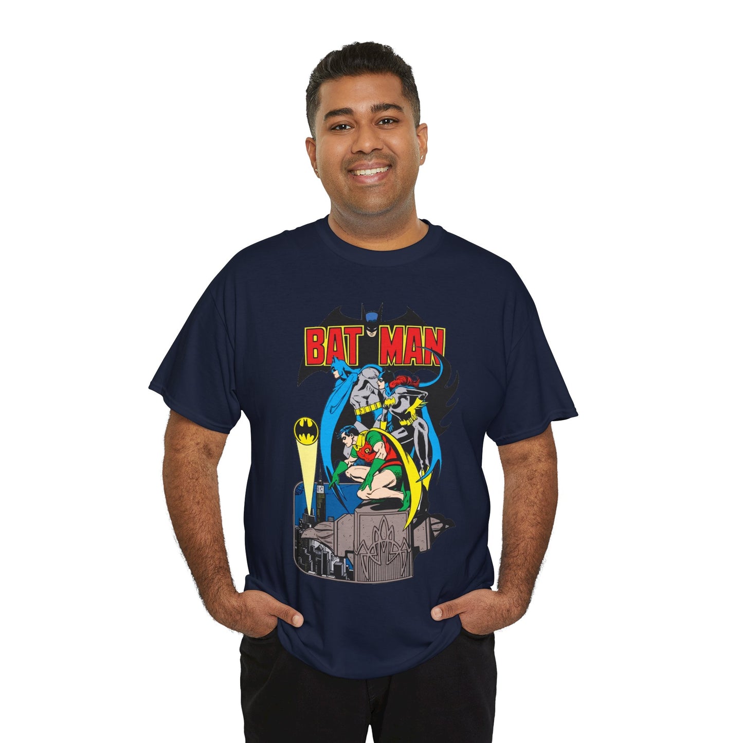Batman, Robin & Batgirl T-Shirt - José Luis García-López Art - DC Comics Style Guide - 1970s Retro Art - Gotham City - Bat Signal