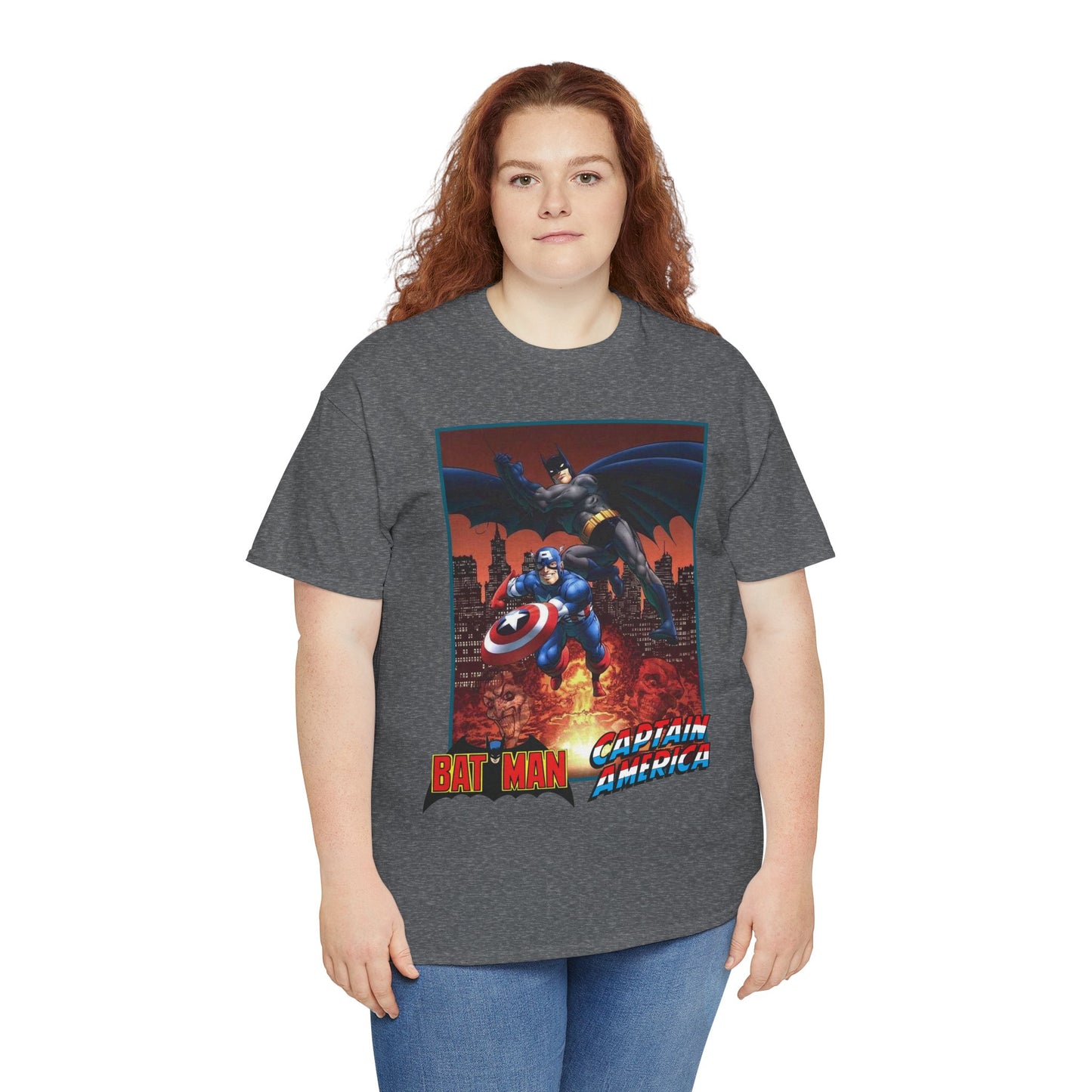 Batman & Captain America T-Shirt - John Byrne Art - Joker & Red Skull - Marvel & DC Comics Crossover Art