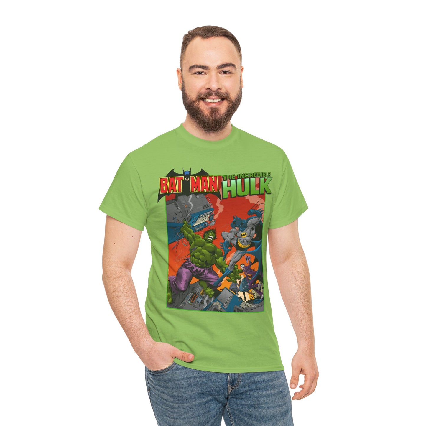 Batman Vs Incredible Hulk T-Shirt - DC Comics & Marvel - Joker - 1970s Team-Up