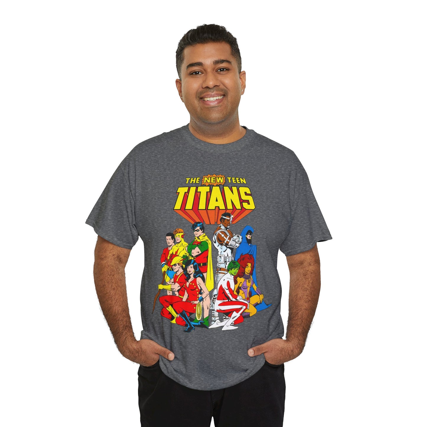 New Teen Titans T-Shirt - George Perez Art - Robin, Wonder Girl, Starfire, Raven, Cyborg, Speedy, Aqualad - DC Comics
