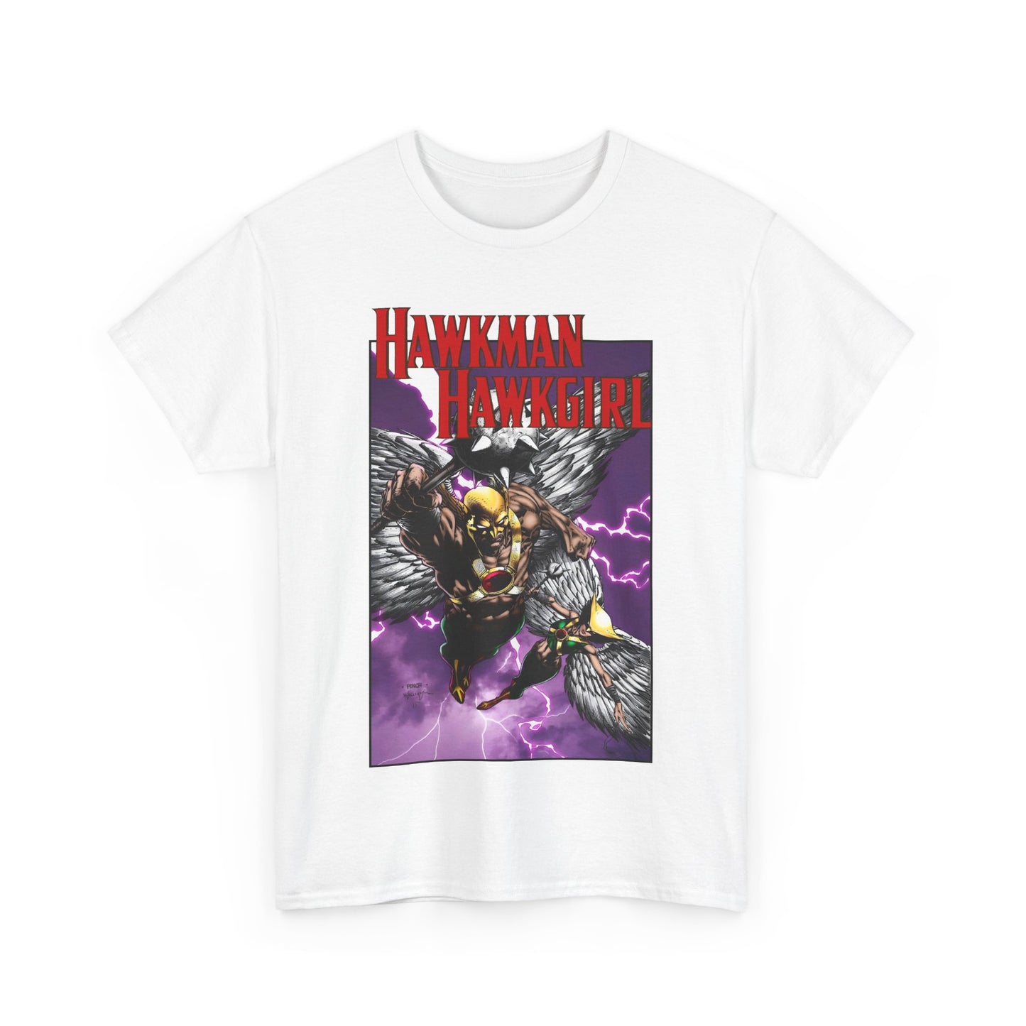 Hawkman & Hawkgirl T-Shirt - David Finch Art - Carter & Shayera Hall - JLA & JSA Members - DC Comics