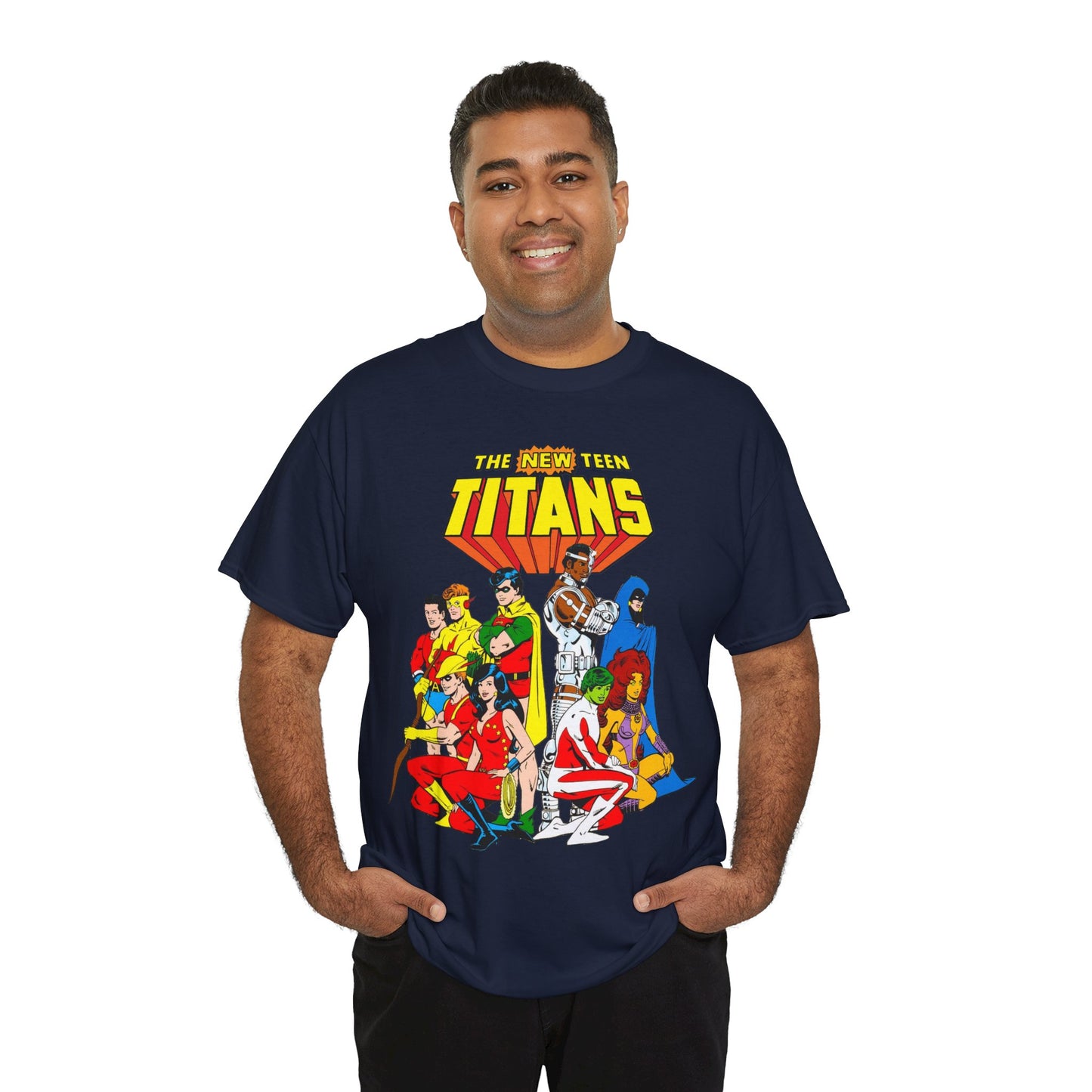 New Teen Titans T-Shirt - George Perez Art - Robin, Wonder Girl, Starfire, Raven, Cyborg, Speedy, Aqualad - DC Comics