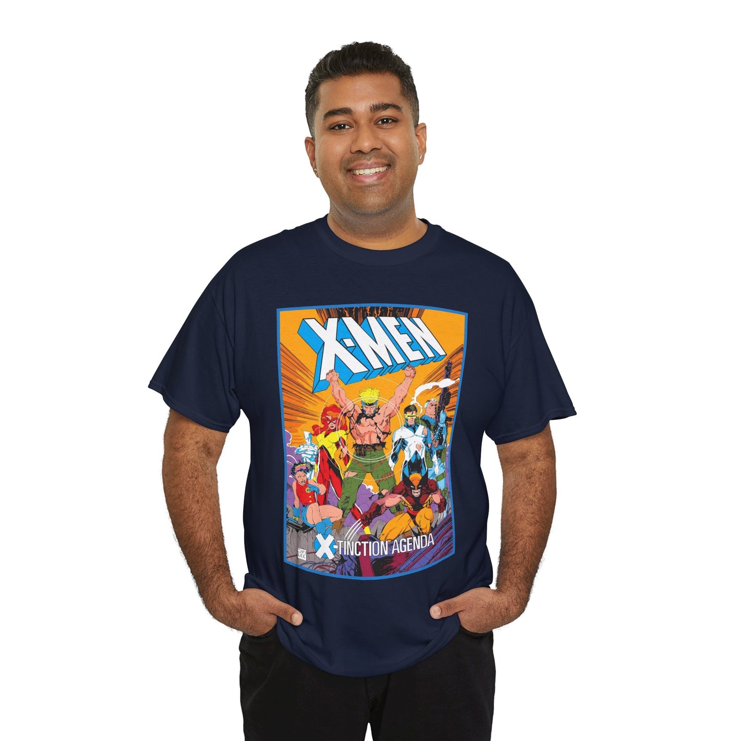 Uncanny X-Men T-Shirt - Jim Lee Art - Wolverine, Cyclops, Jean Grey, Cable, Iceman, Havok, Jubilee - X-Tinction Agenda - Marvel Comics