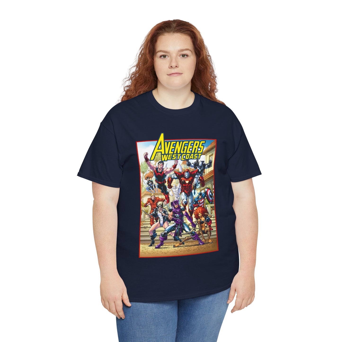 West Coast Avengers T-Shirt - Todd Nauck Art - Hawkeye, Iron Man, Wonder Man, Tigra, Vision - Marvel Comics