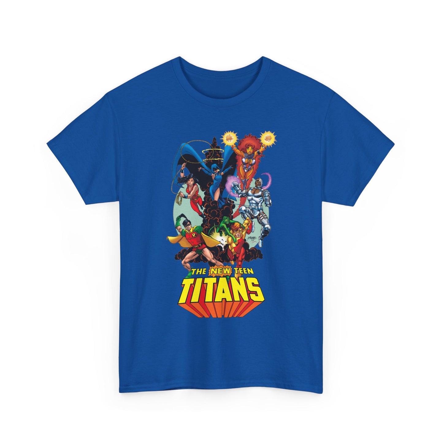 New Teen Titans T-Shirt - George Perez Art - Raven, Cyborg, Robin, Starfire, Wonder Girl, Changeling - DC Comics