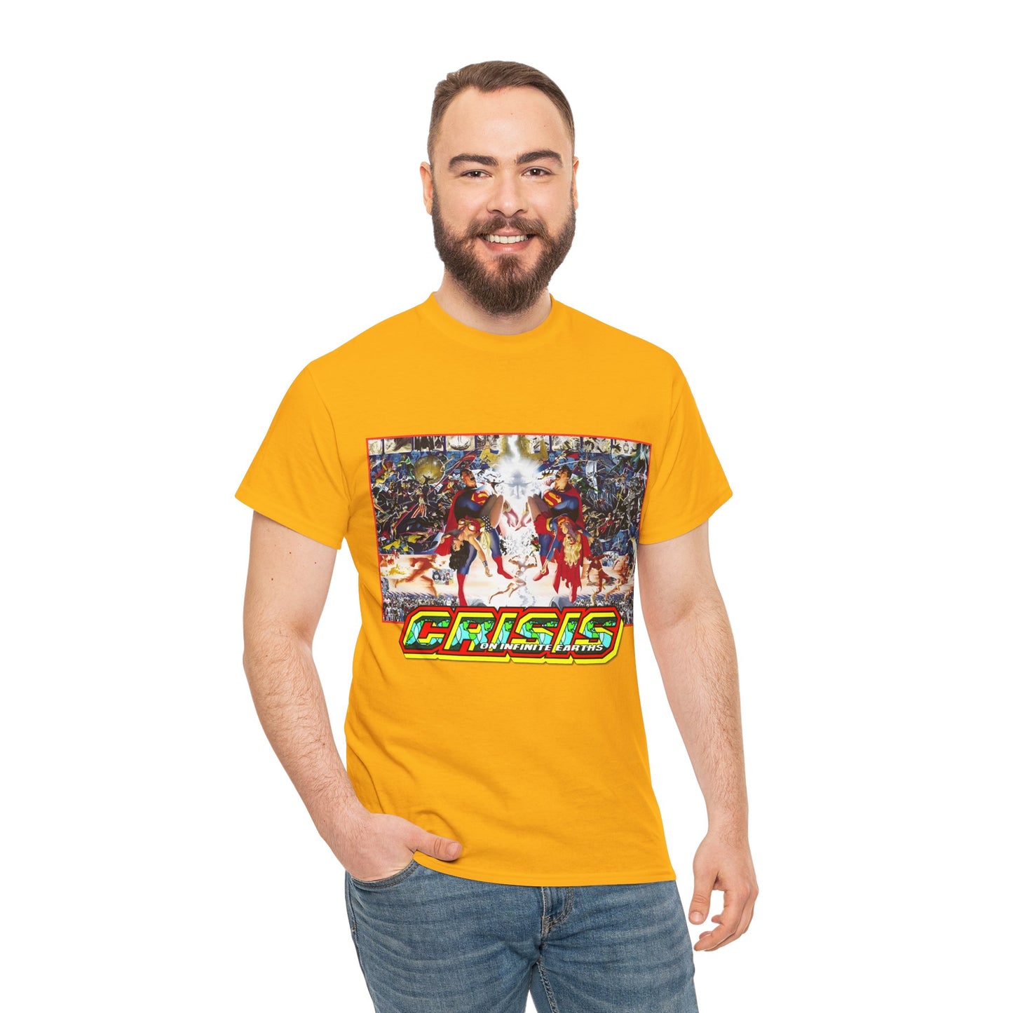 Crisis on Infinite Earths T-Shirt - Alex Ross & George Perez Art - Superman, Wonder Woman, Supergirl, Flash, Monitor, Anti-Monitor - DC Comics