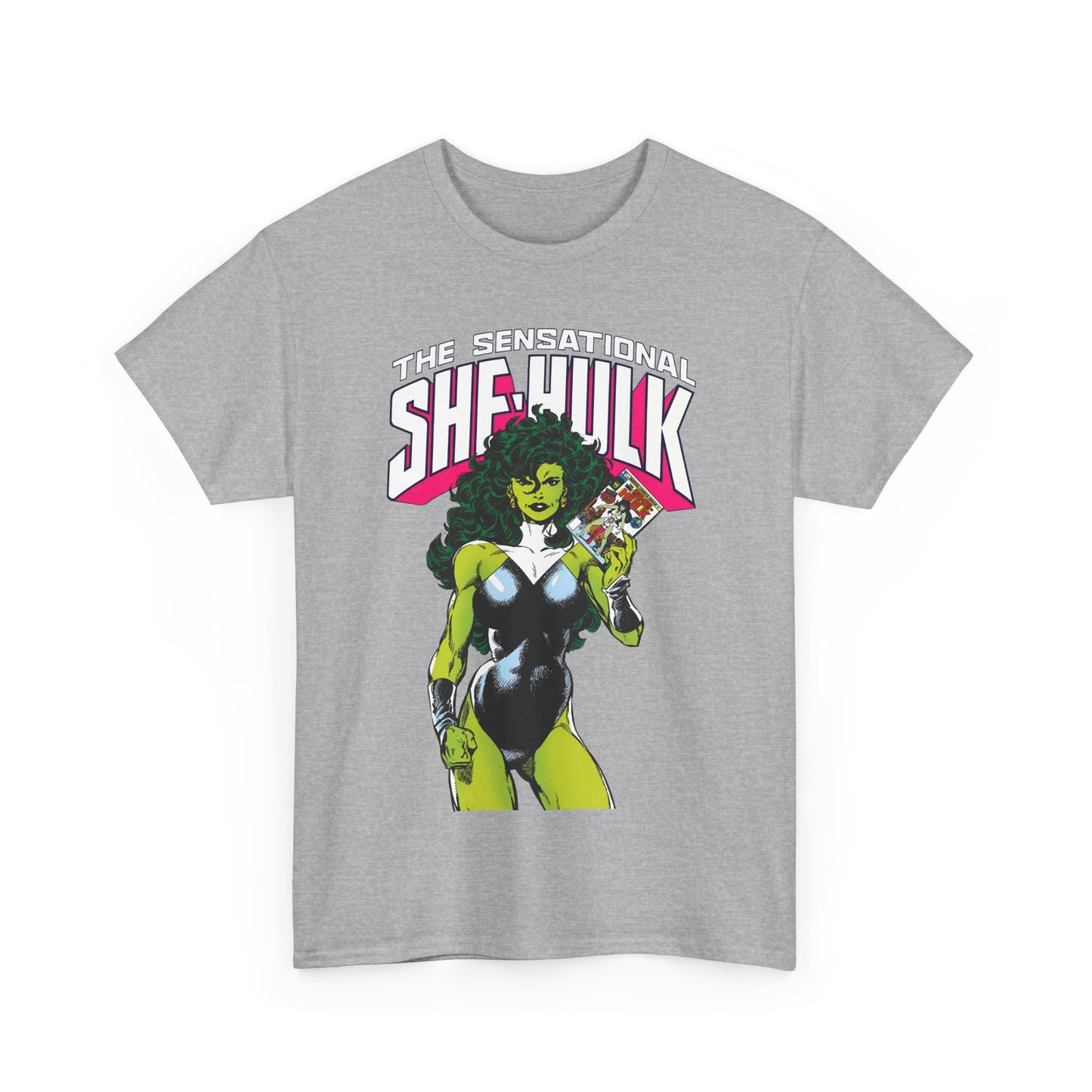 Sensational She-Hulk T-Shirt - Classic John Byrne Art - Jennifer Walters, Hulk's Cousin - Marvel Comics - Popular 1980s Series - "Rip Up Your X-Men!"