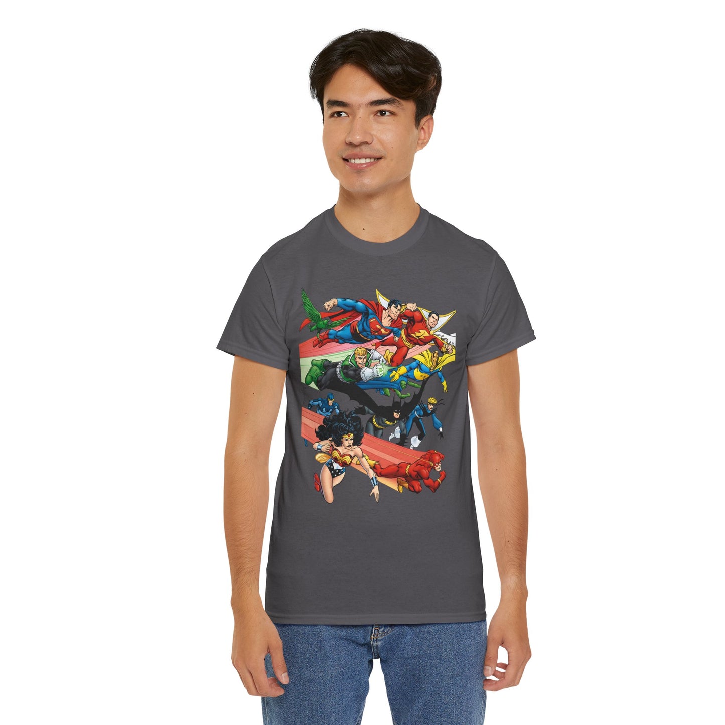 DC Legends T-Shirt - John Byrne Art - Superman, Dr Fate, Blue Beetle, Wonder Woman, Black Canary, Guy Gardner - DC Comics