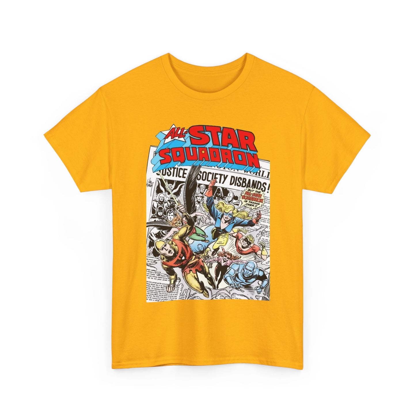 All-Star Squadron T-Shirt - Joe Kubert Art - Liberty Belle, Robotman, Shining Knight, Johnny Quick, Firebrand - JSA Connection - DC Comics