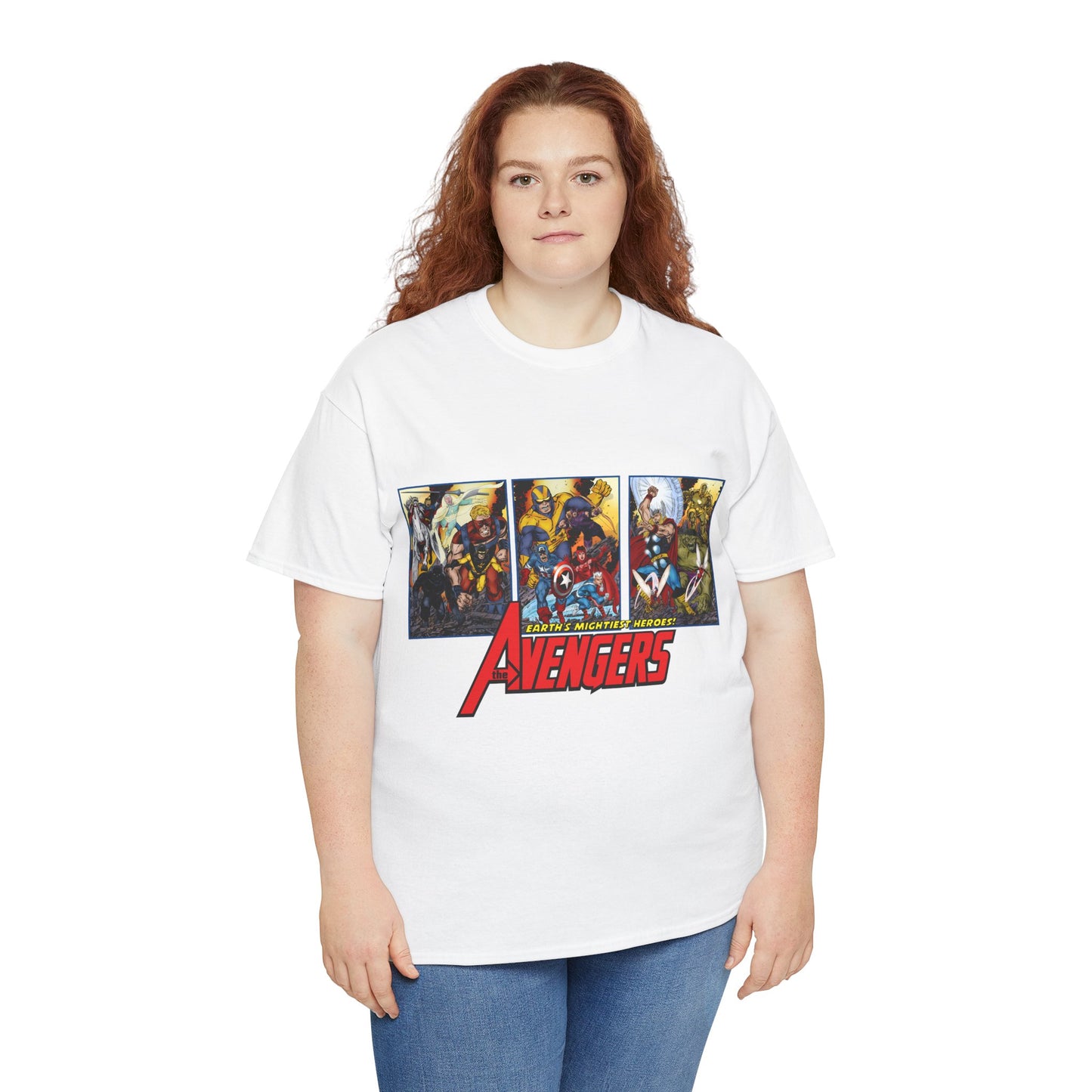 Avengers T-Shirt - John Byrne Art - Thor, Captain America, Iron Man, Hulk, Scarlet Witch, Wasp, Quicksilver, The Black Knight - Marvel Comics
