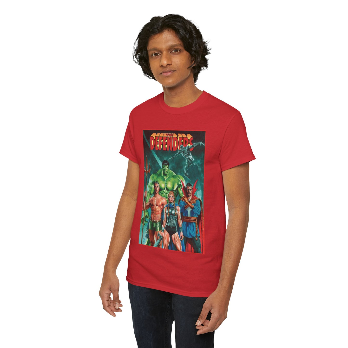 Defenders T-Shirt - Dr Strange, Valkyrie, Hulk, Namor, Silver Surfer - Marvel Comics - Popular 1970s Series