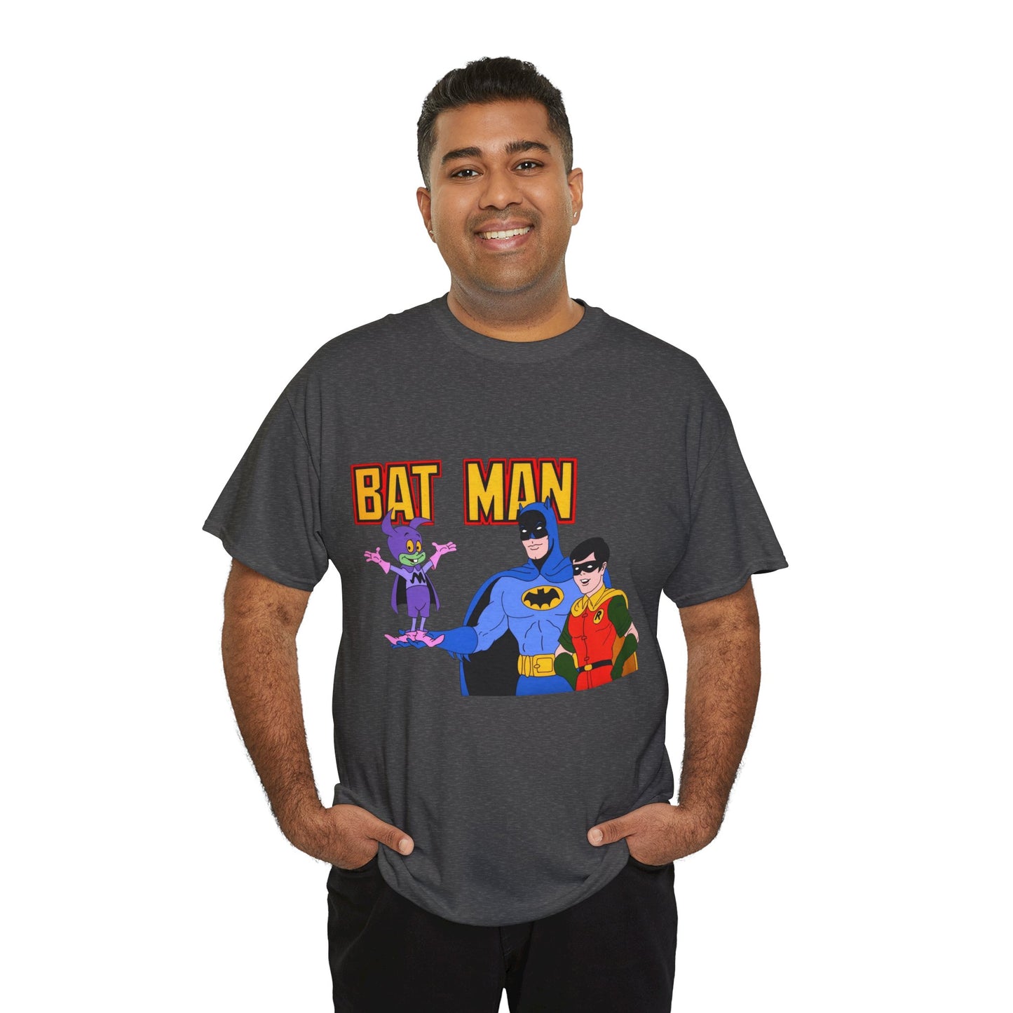 Batman, Robin & Bat-Mite T-Shirt - The New Adventures of Batman - 1970s Filmation DC Cartoon Series - Animated Dark Knight Detective