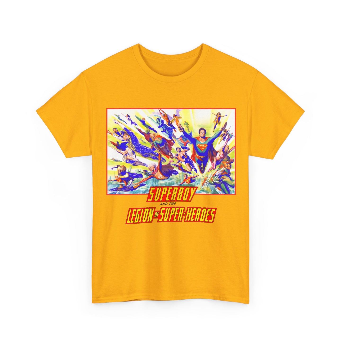 Superboy & Legion of Super-Heroes T-Shirt - Alex Ross Art - Saturn Girl, Brainiac 5, Lightning Lad, Shadow Lass, Dawnstar, Karate Kid - DC Comics
