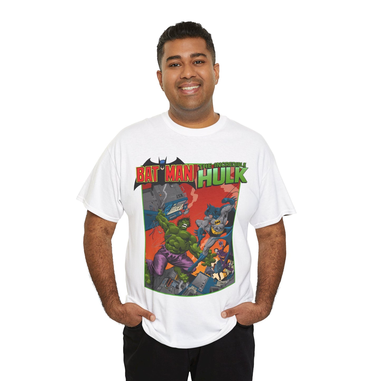 Batman Vs Incredible Hulk T-Shirt - DC Comics & Marvel - Joker - 1970s Team-Up