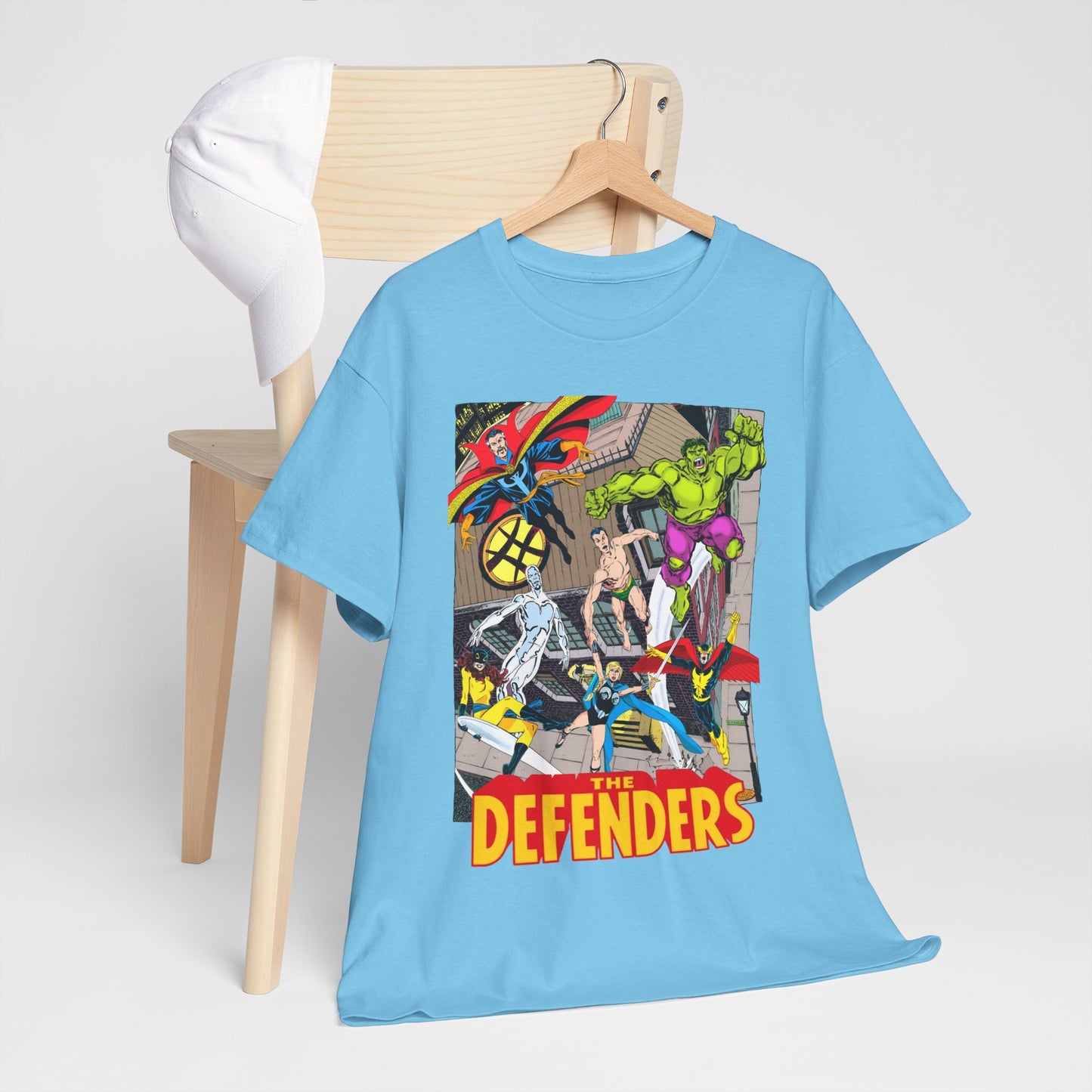 Defenders T-Shirt - John Byrne Art - Marvel Comics - Dr Strange, Nighthawk, Hulk