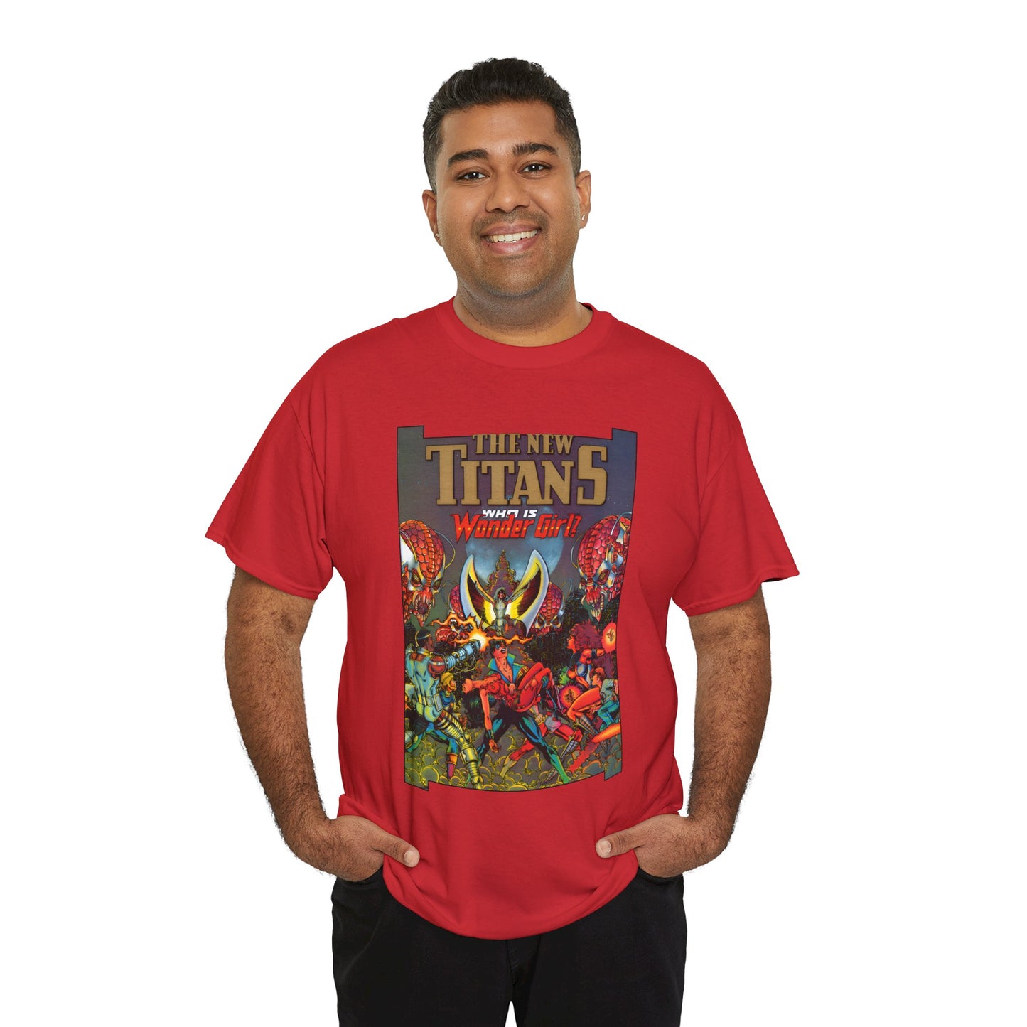 New Titans T-Shirt - George Perez Art - Who is Donna Troy? - Nightwing, Troia, Starfire, Cyborg, Jericho, Raven - DC Comics