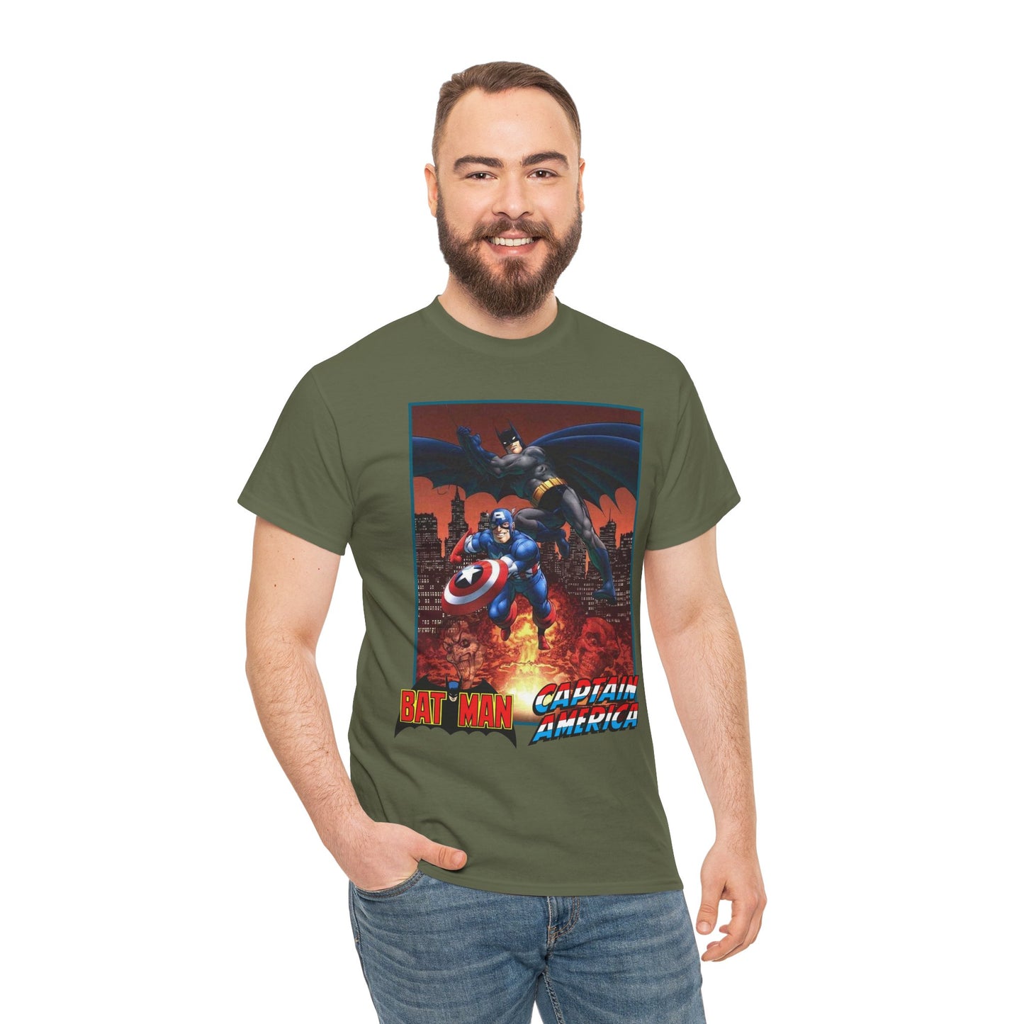 Batman & Captain America T-Shirt - John Byrne Art - Joker & Red Skull - Marvel & DC Comics Crossover Art