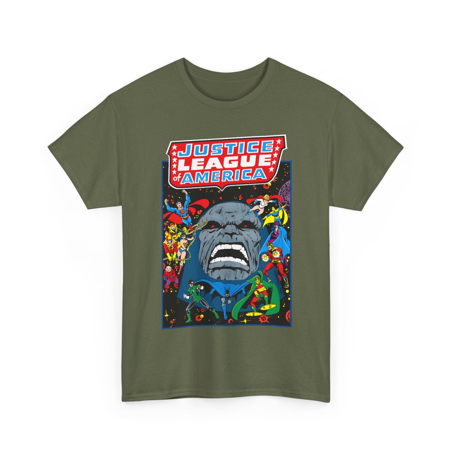 Justice League of America T-Shirt - George Perez Art - JLA/JSA/New Gods Crossover - Darkseid, Orion, Mr Miracle, Huntress, Firestorm, Dr Fate - DC Comics