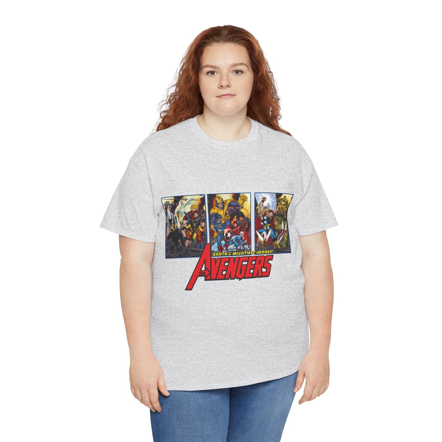 Avengers T-Shirt - John Byrne Art - Thor, Captain America, Iron Man, Hulk, Scarlet Witch, Wasp, Quicksilver, The Black Knight - Marvel Comics