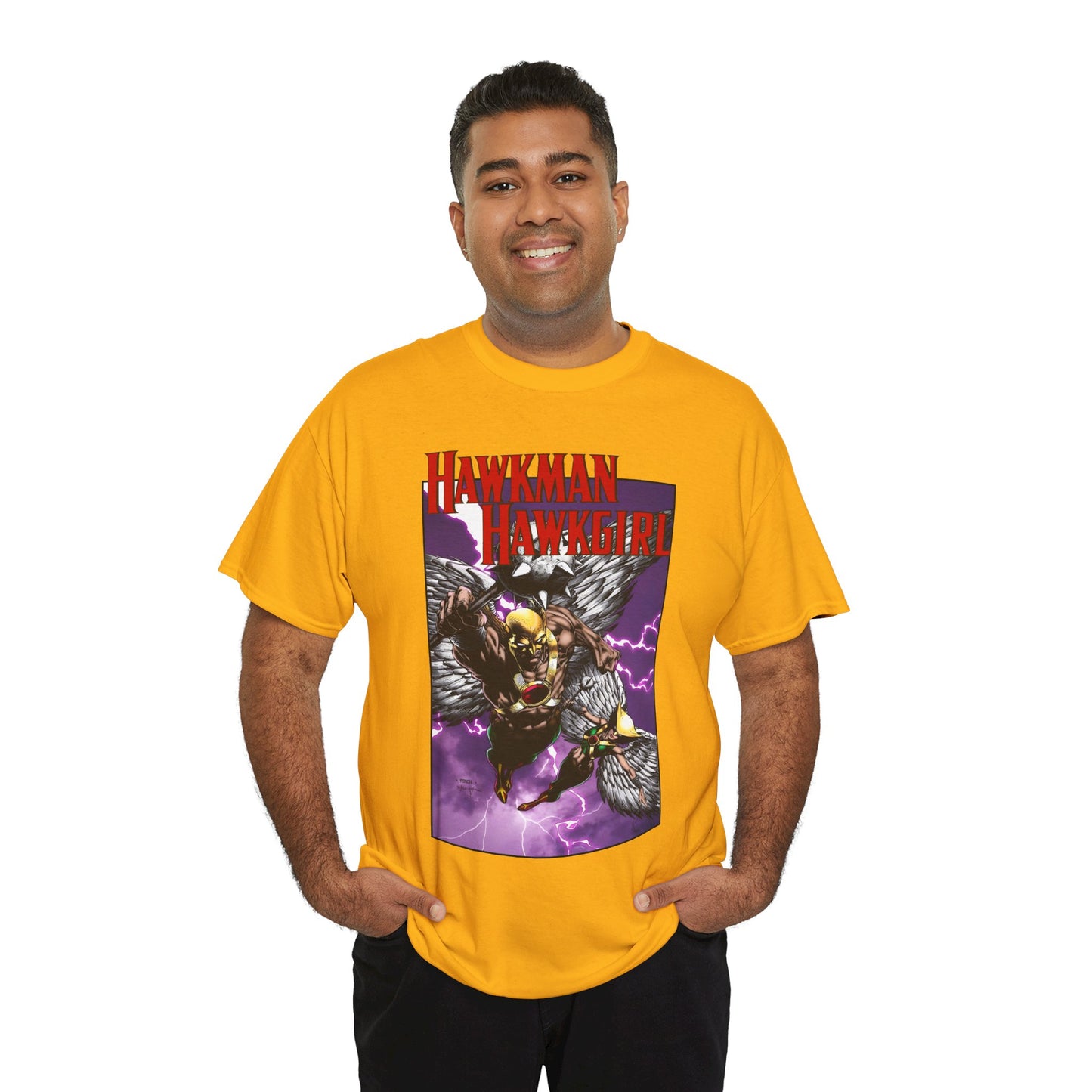 Hawkman & Hawkgirl T-Shirt - David Finch Art - Carter & Shayera Hall - JLA & JSA Members - DC Comics
