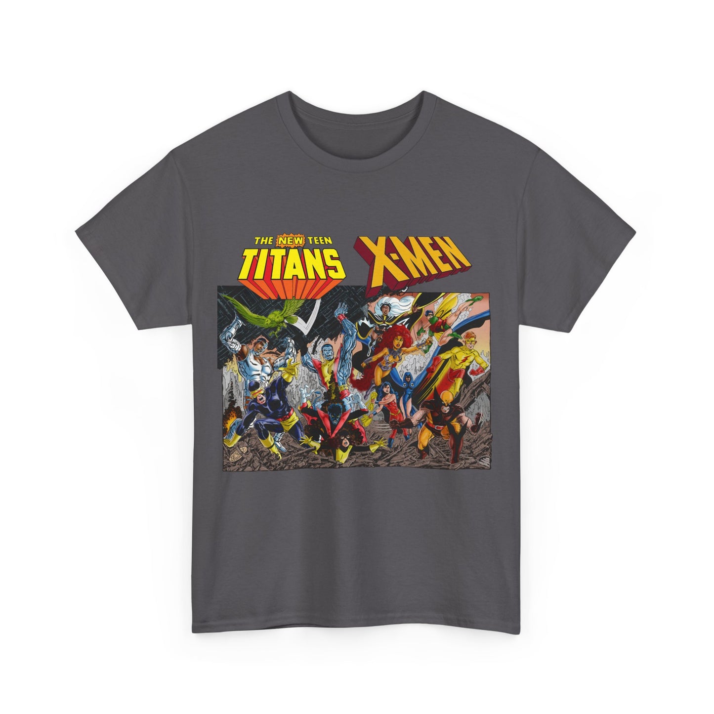 Uncanny X-Men Vs New Teen Titans T-Shirt - Amazing John Byrne Art - DC Comics, Marvel Comics Crossover - Wolverine, Starfire, Cyclops, Storm, Raven, Wonder Girl