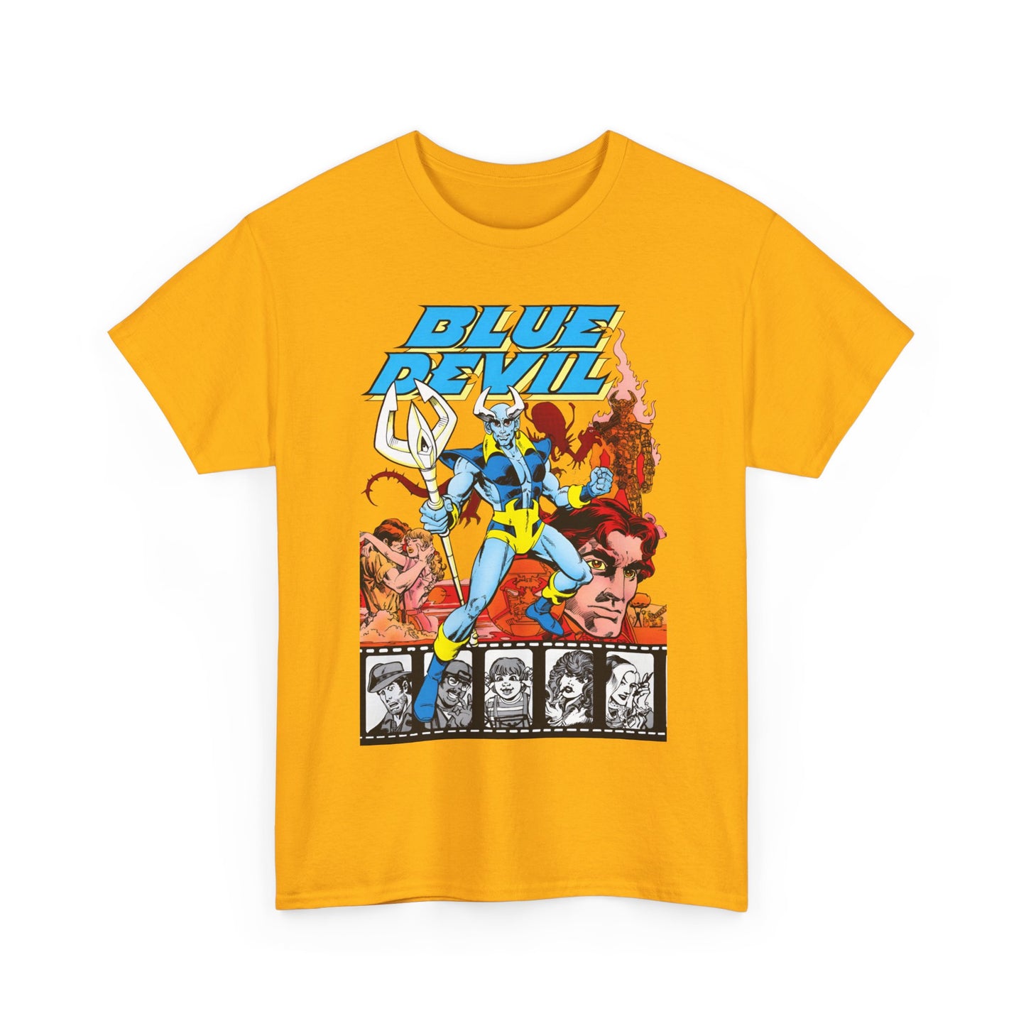 Blue Devil T-Shirt - Dan Mishkin, Gary Cohn, & Paris Cullins - Dan Cassidy, Hollywood Stuntman - 1980s DC Comics Series