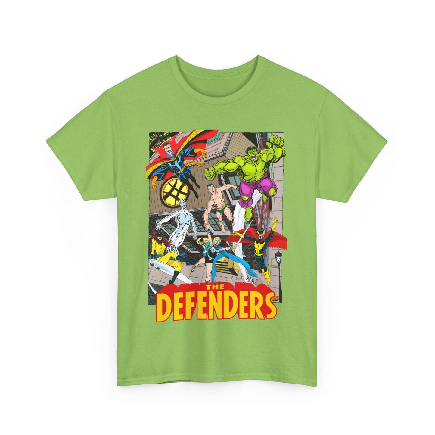 Defenders T-Shirt - John Byrne Art - Marvel Comics - Dr Strange, Nighthawk, Hulk