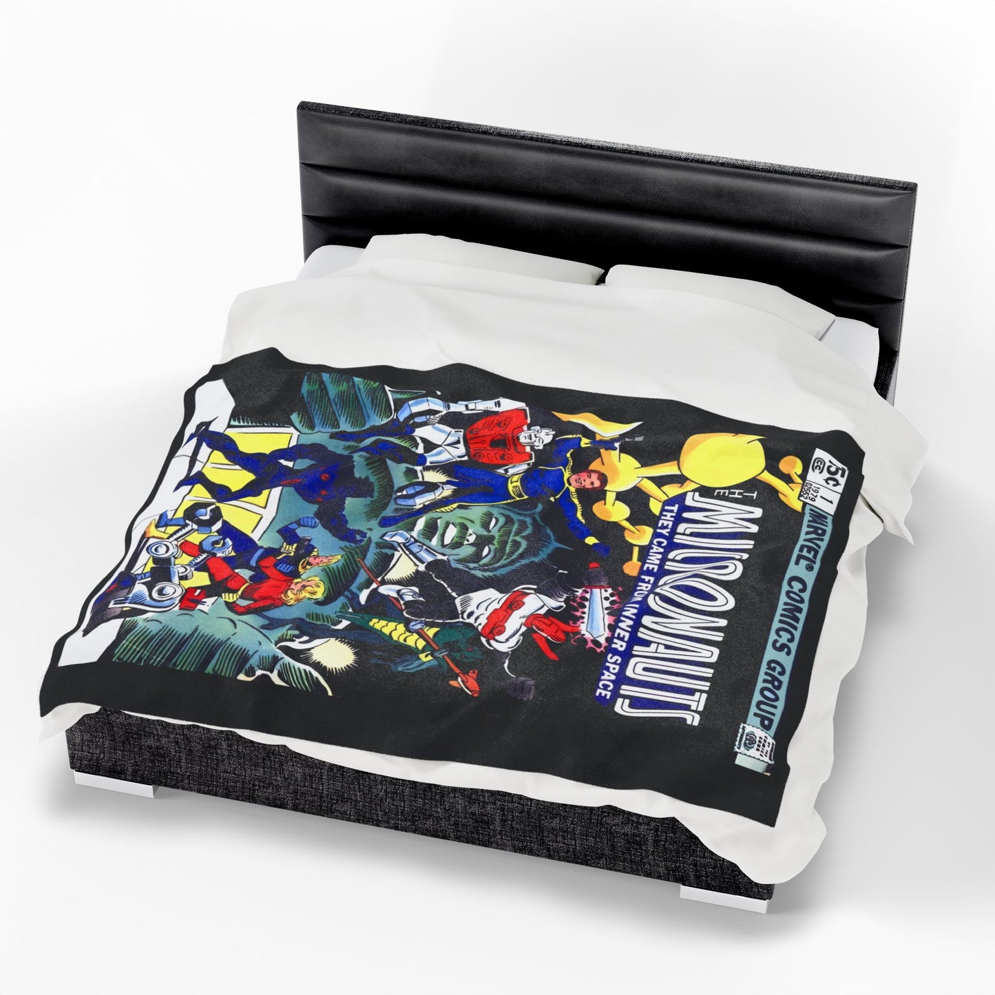 Micronauts Velveteen Plush Blanket 60x80" - Arcturus Rann, Biotron, Marionette, Microtron, Bug, Acroyear - Annual #1 Cover Art - Marvel Comics
