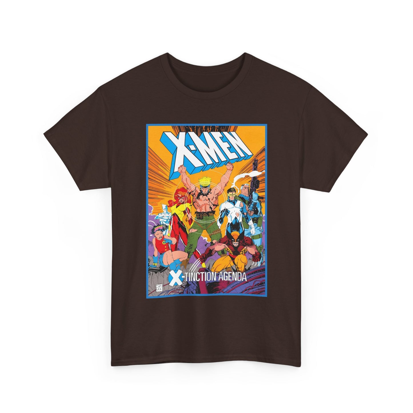 Uncanny X-Men T-Shirt - Jim Lee Art - Wolverine, Cyclops, Jean Grey, Cable, Iceman, Havok, Jubilee - X-Tinction Agenda - Marvel Comics