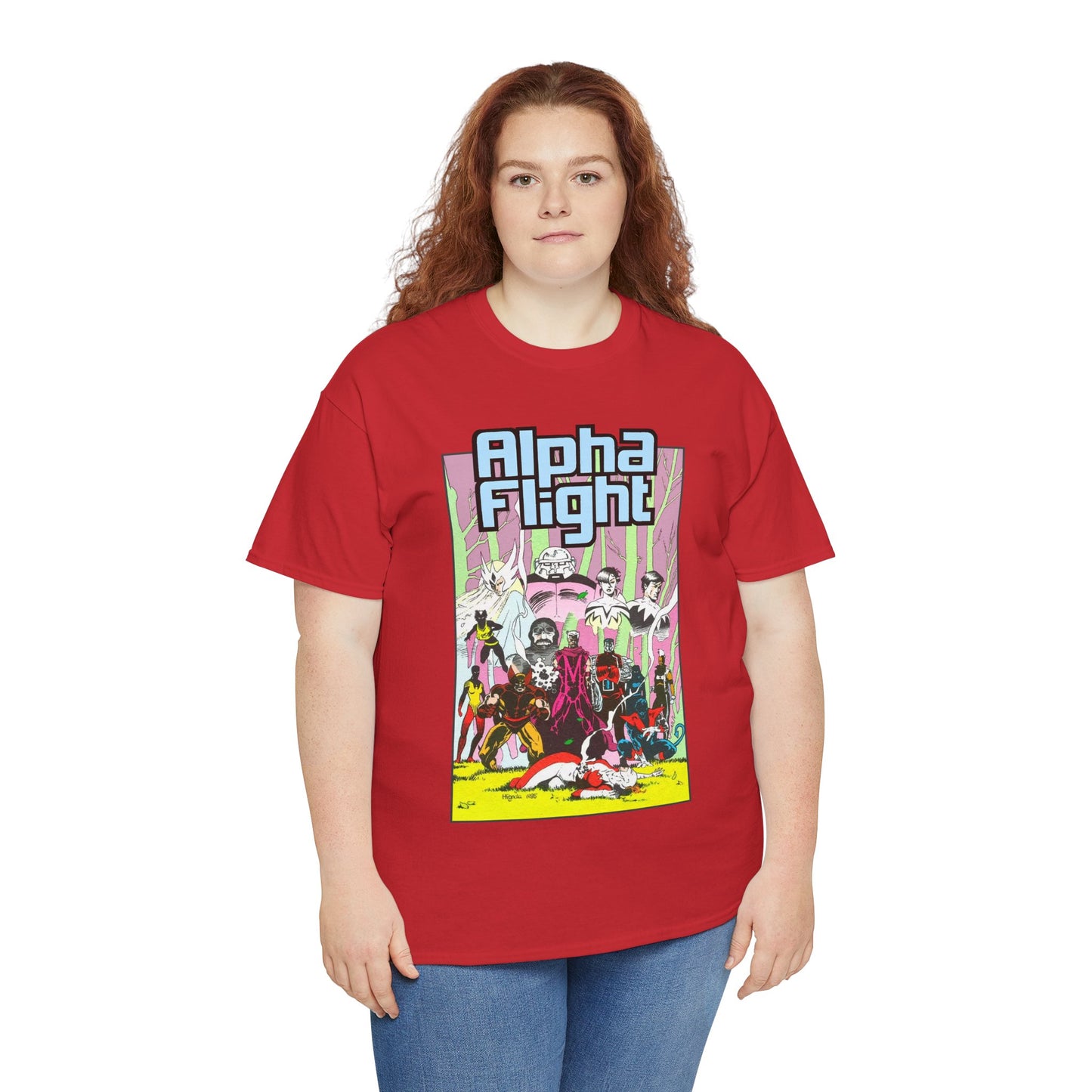 Alpha Flight T-Shirt - Mike Mignola Art - Northstar, Aurora, Snowbird, Shaman, Puck - X-Men: Magneto, Colossus, Shadowcat, Storm - Marvel Comics