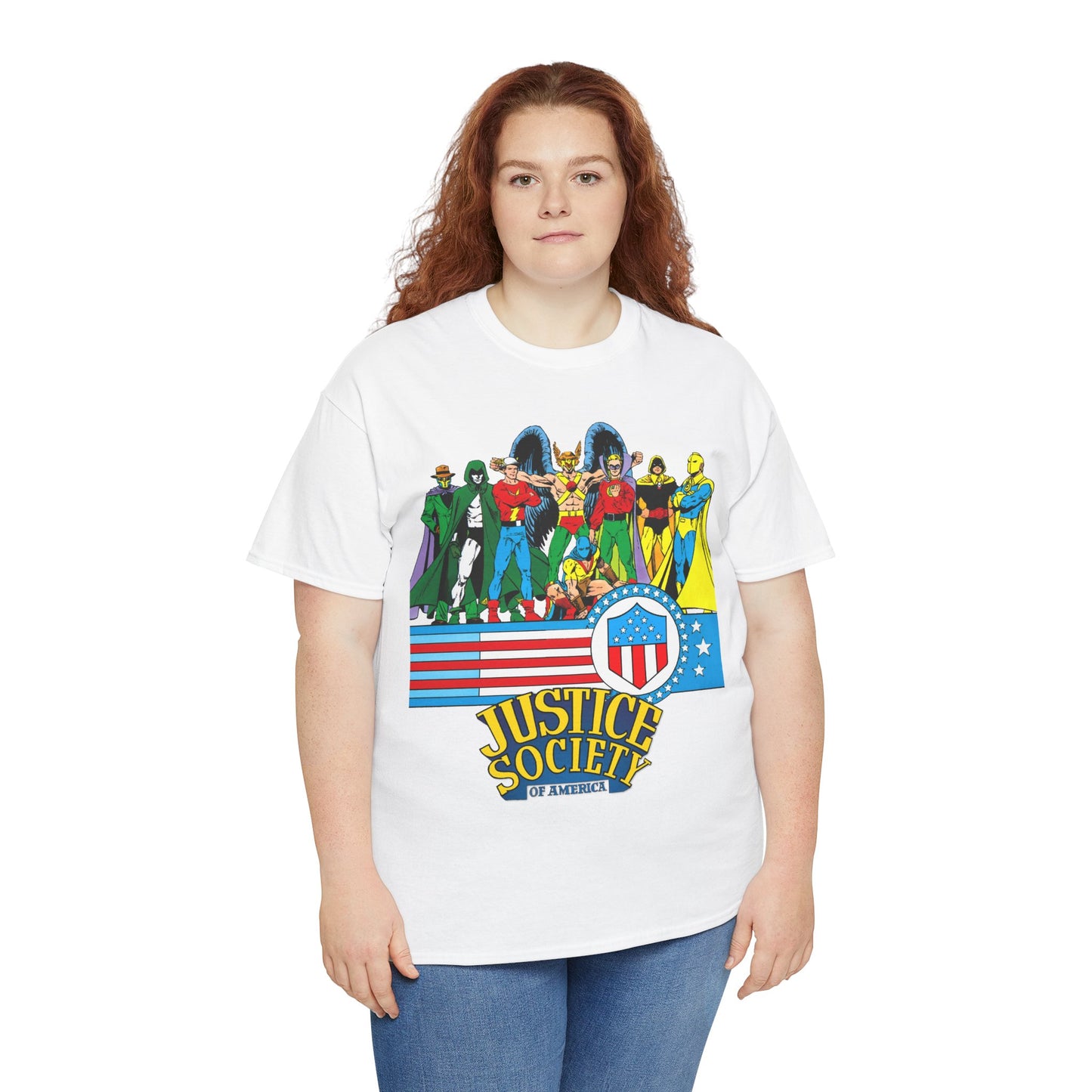 Justice Society of America T-Shirt - Amazing George Perez Art - History of the DC Universe - DC Comics - Dr Fate, Sandman, Flash, Hourman, Spectre, Hawkman