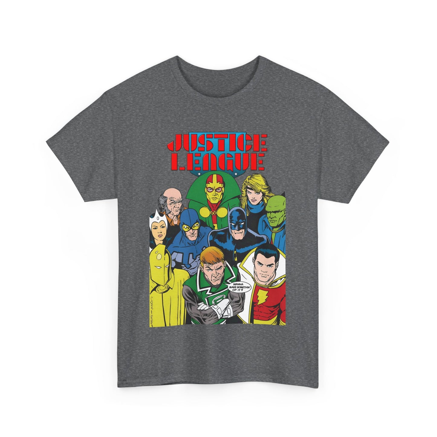 Justice League International T-Shirt - Kevin Maguire Art - JLI - DC Comics - Blue Beetle, Dr Fate, Batman, Mr Miracle, Martian Manhunter - Guy Gardner