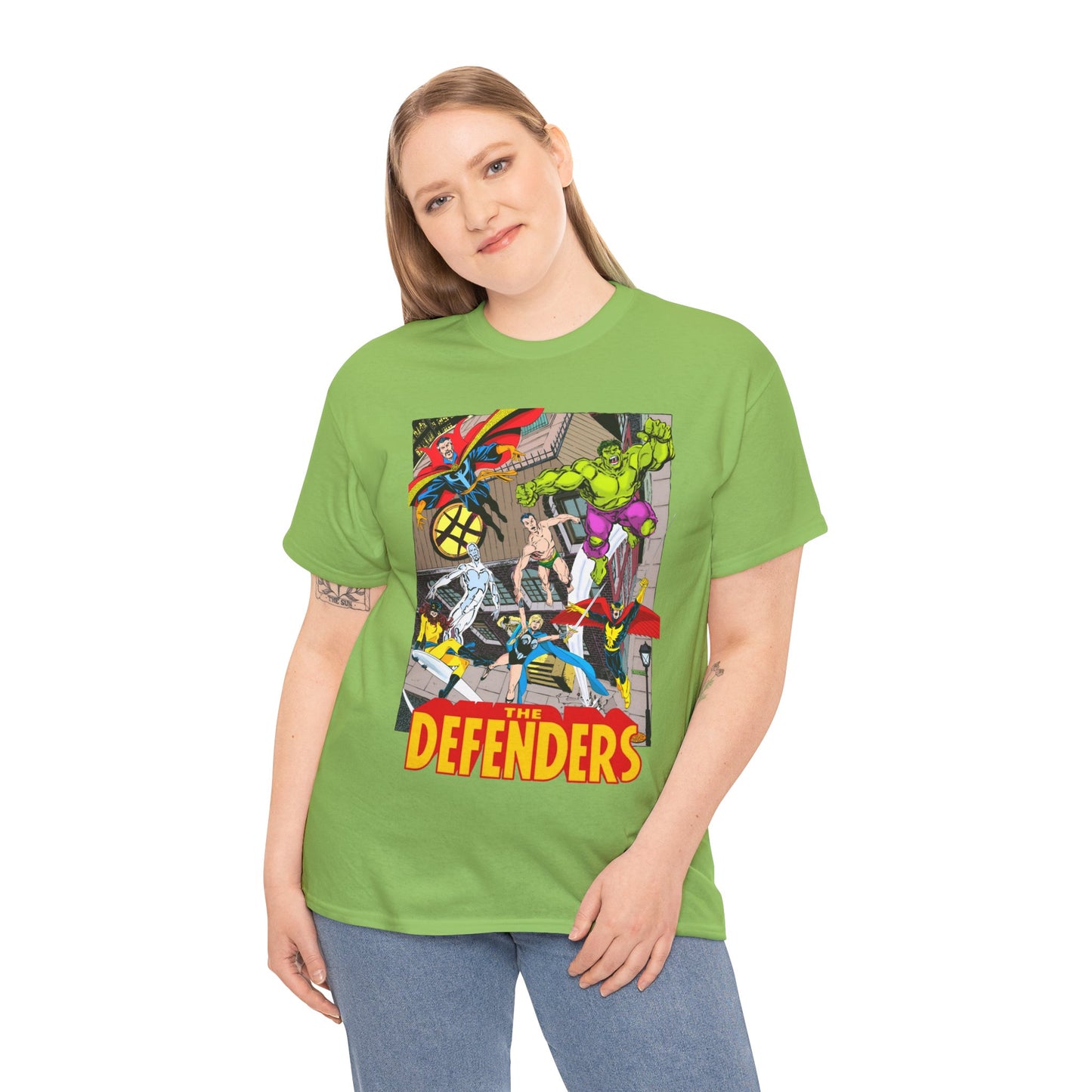 Defenders T-Shirt - John Byrne Art - Marvel Comics - Dr Strange, Nighthawk, Hulk