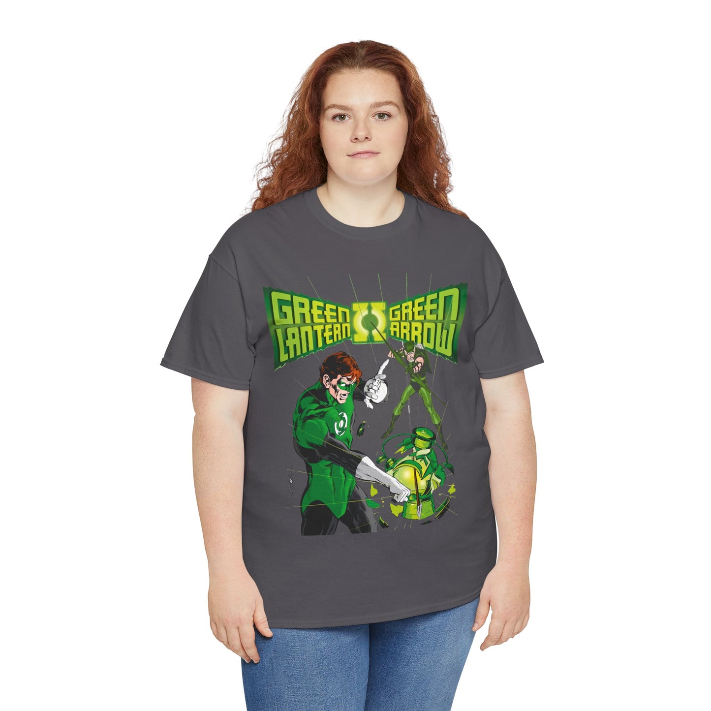 Green Lantern & Green Arrow T-Shirt - Neal Adams Art - Hal Jordan & Oliver Queen - Justice League Members - 1970s DC Comics